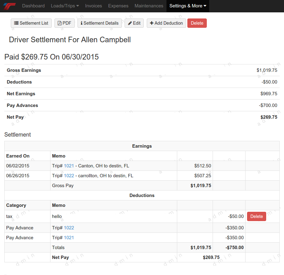 Weekly Settlement Sheet Template