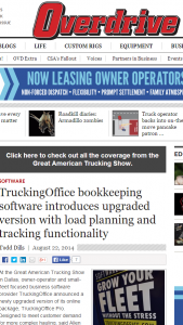 TruckingOffice is proud to be featured in Overdrive Magazine during GATS 2014.