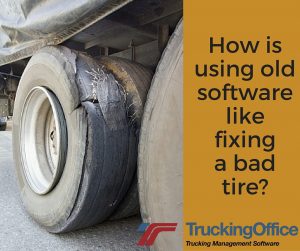 How is using old software like fixing a bad tire?