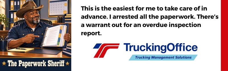 “This is the easiest for me to take care of in advance. I just jailed all the paperwork. There’s a warrant out for an overdue inspection report.”